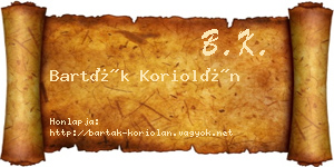 Barták Koriolán névjegykártya